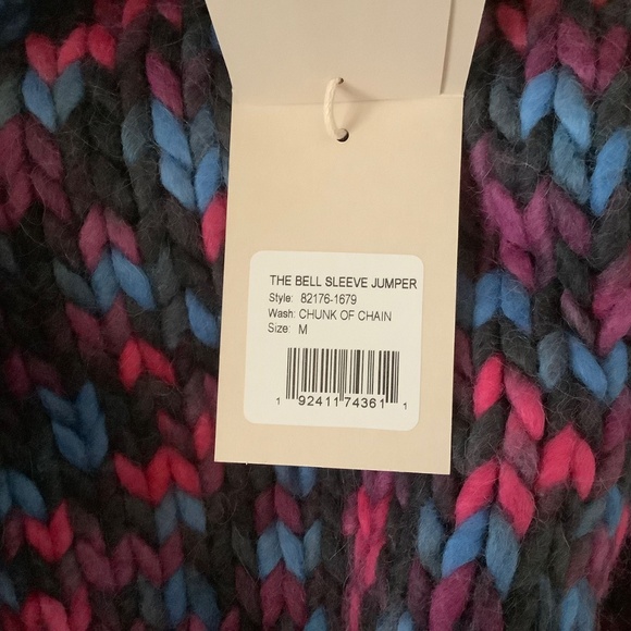 MOTHER The Bell Sleeve Pullover Sweater Alpaca Wool Multi Colored SZ M - Picture 9 of 14